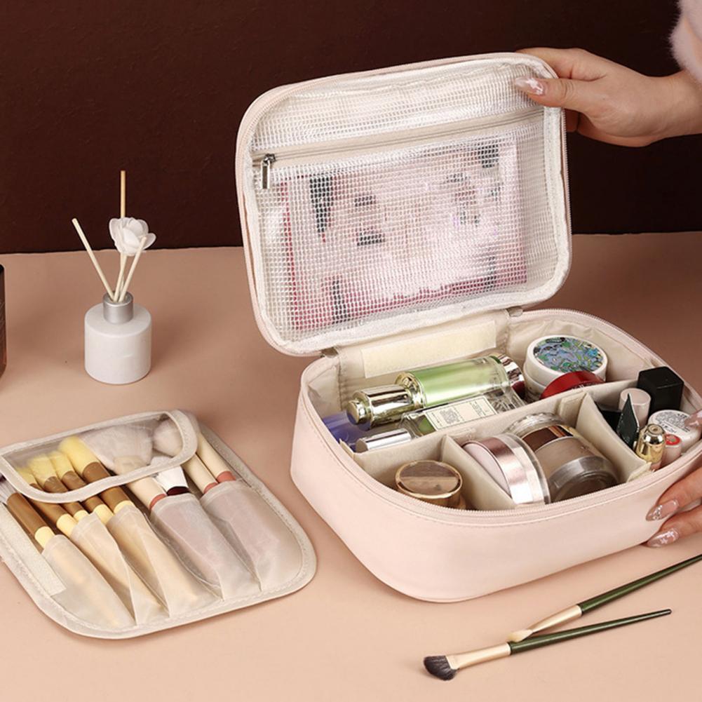 Top Handle Patent Bag - Büyük Kapasiteli Kozmetik Çantası, Üst Saplı,