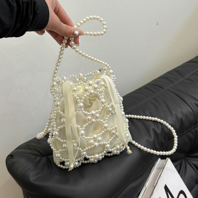 Beyaz Boncuklu Kova Tipi Omuz  - Luxury Bags On Sales incelemesi ve fiyatı