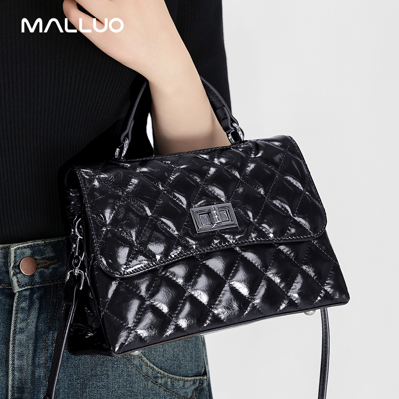 Hafif Lüks Moda Kadın Hakiki D - Top Handle Patent Bag incelemesi ve fiyatı